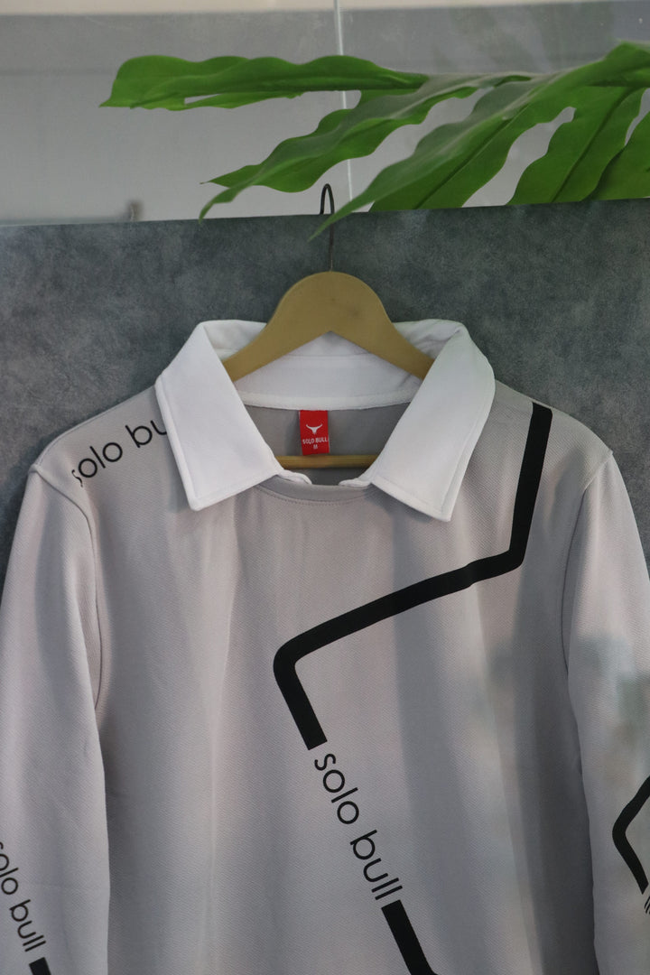 Men's Full Sleeve Collar T Shirt- Sweatshirt | Streetwear Style - Ash