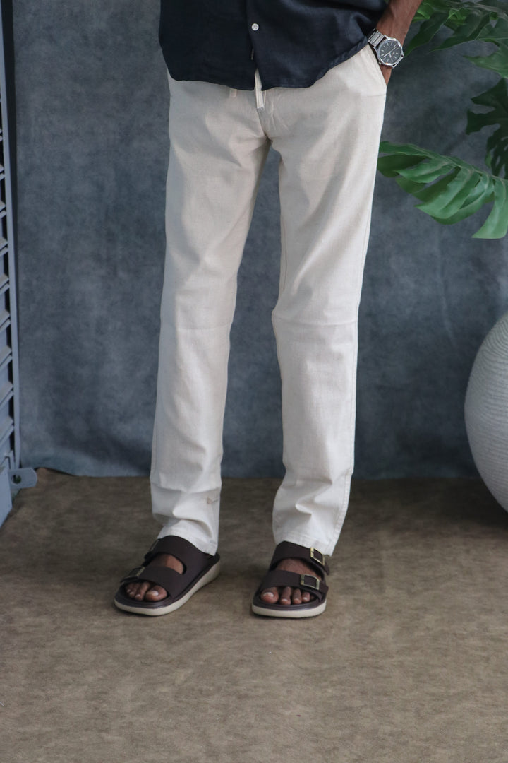 Men's Relaxed Fit Soft Linen Pants | Premium Casual Trousers - Ash