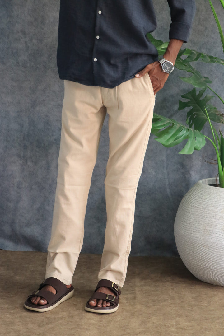 Men's Relaxed Fit Soft Linen Pants | Premium Casual Trousers - Sandle