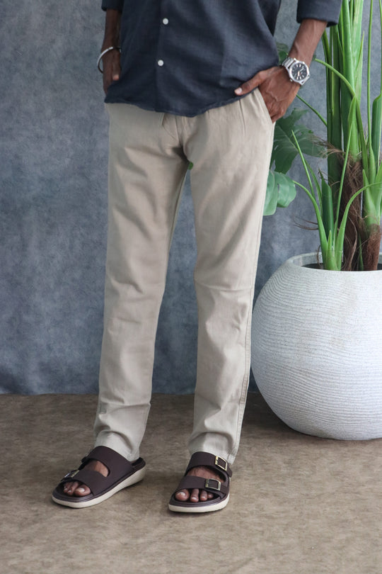 Men's Relaxed Fit Soft Linen Pants | Premium Casual Trousers - Light Ash – 7MAN Men's Fashion India