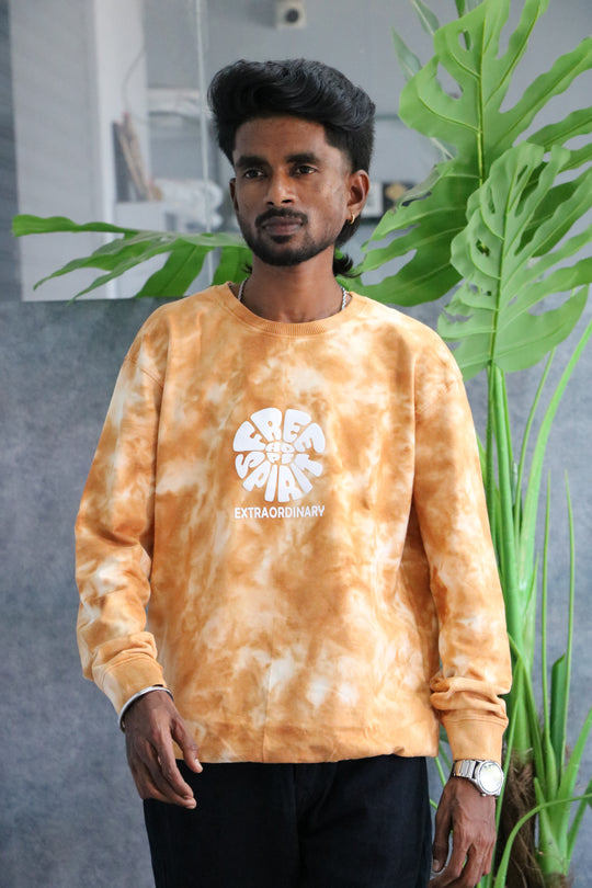Men's FREE SPIRIT Graphic Crewneck Sweatshirt | Tie Dye Casual Wear - Yellow – 7MAN Men's Fashion India