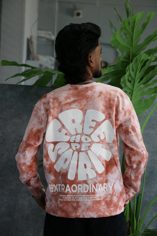 Men's FREE SPIRIT Graphic Crewneck Sweatshirt | Tie Dye Casual Wear - Peach – alternate view – 7MAN India