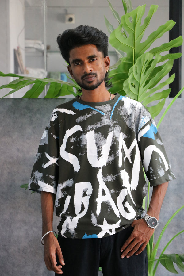 Men's Oversized Graphic T-Shirt | Abstract Printed Streetwear - MHD