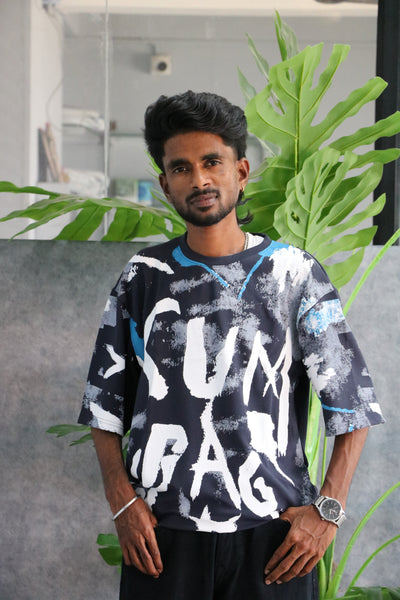 Men's Oversized Graphic T-Shirt | Abstract Printed Streetwear - Grey