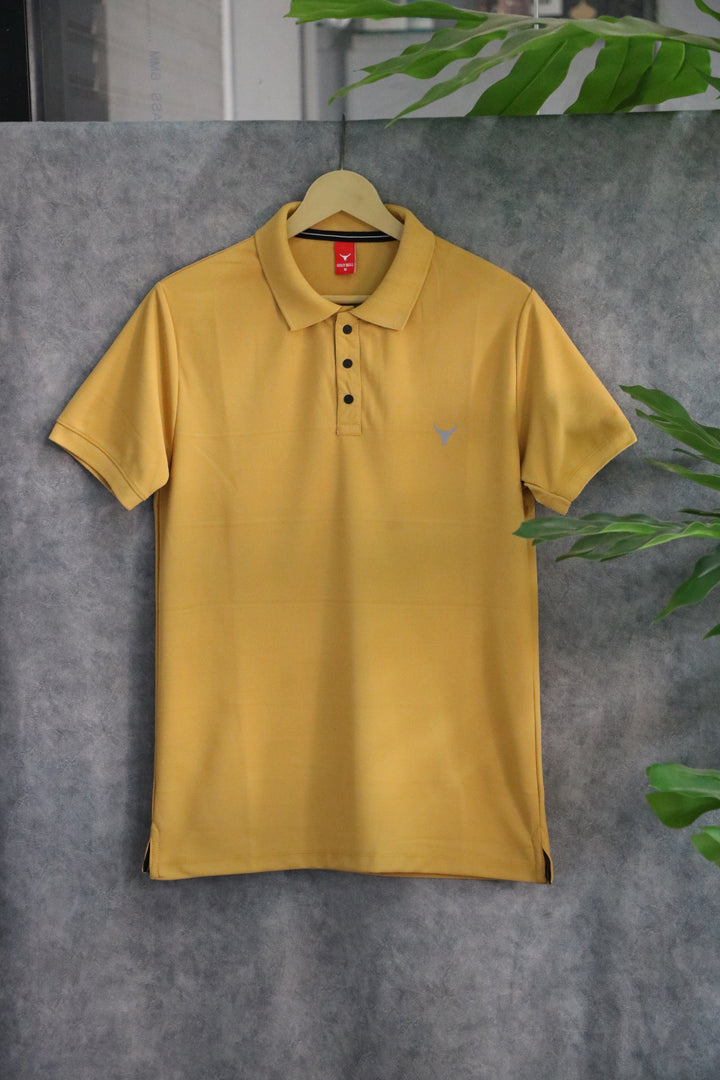 Men's Solid Polo T-Shirt | Regular Fit Casual Wear - Yellow