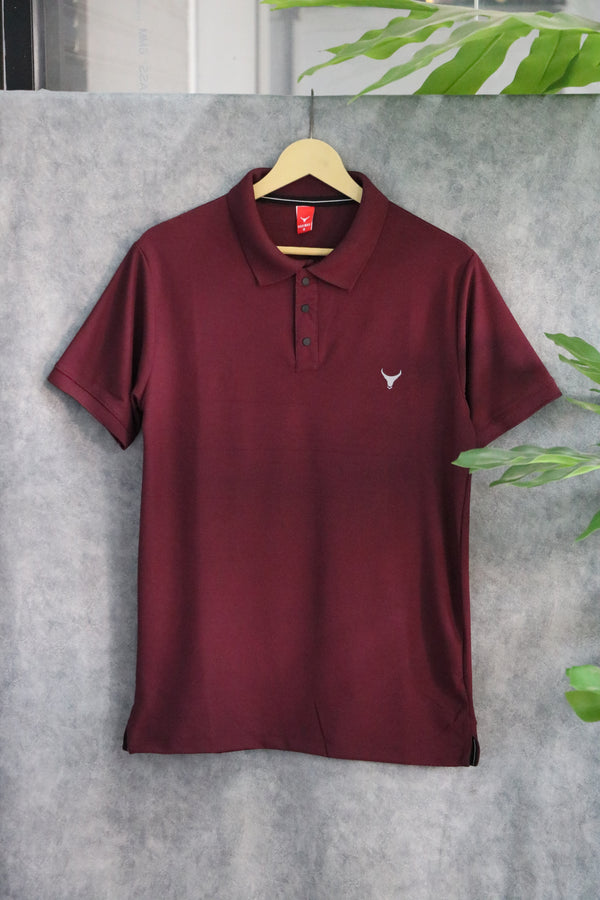Men's Solid Polo T-Shirt | Regular Fit Casual Wear - Maroon