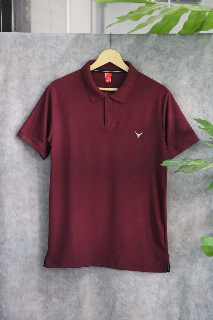Men's Solid Polo T-Shirt | Regular Fit Casual Wear - Maroon