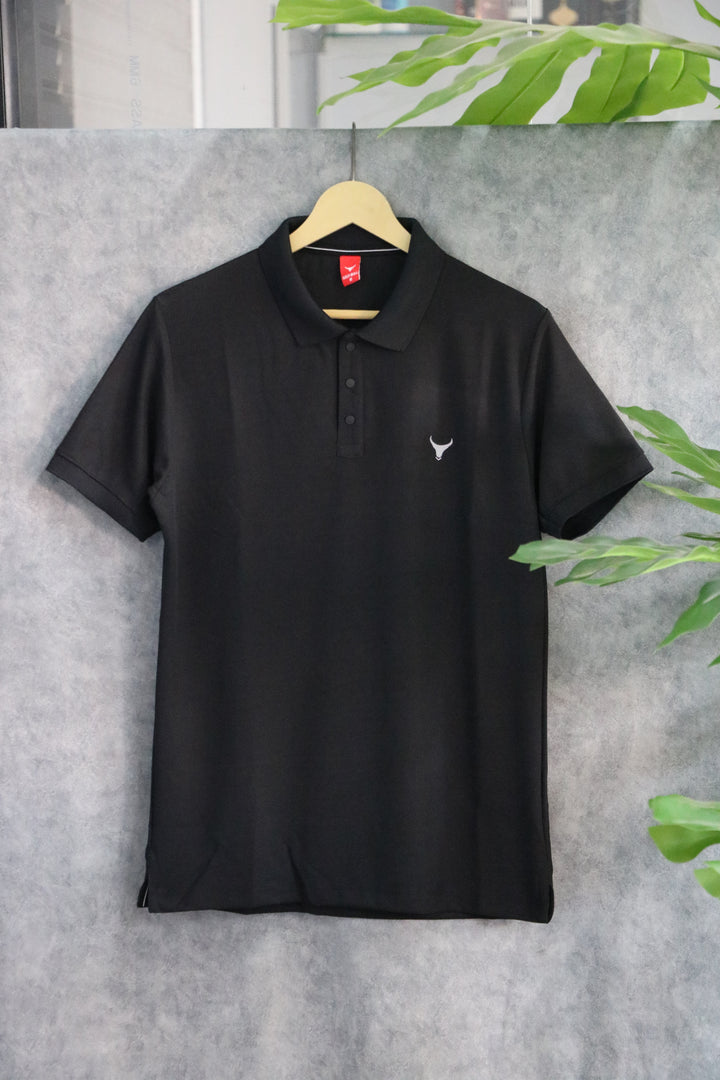Men's Solid Polo T-Shirt | Regular Fit Casual Wear - Black
