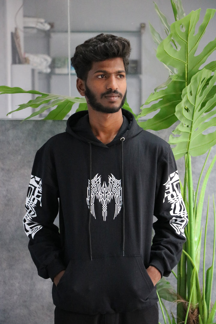 Tribal Edge Full Sleeve Graphic Hoodie for Men – Black