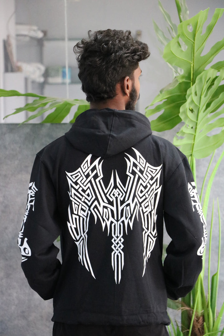 Tribal Edge Full Sleeve Graphic Hoodie for Men – Black