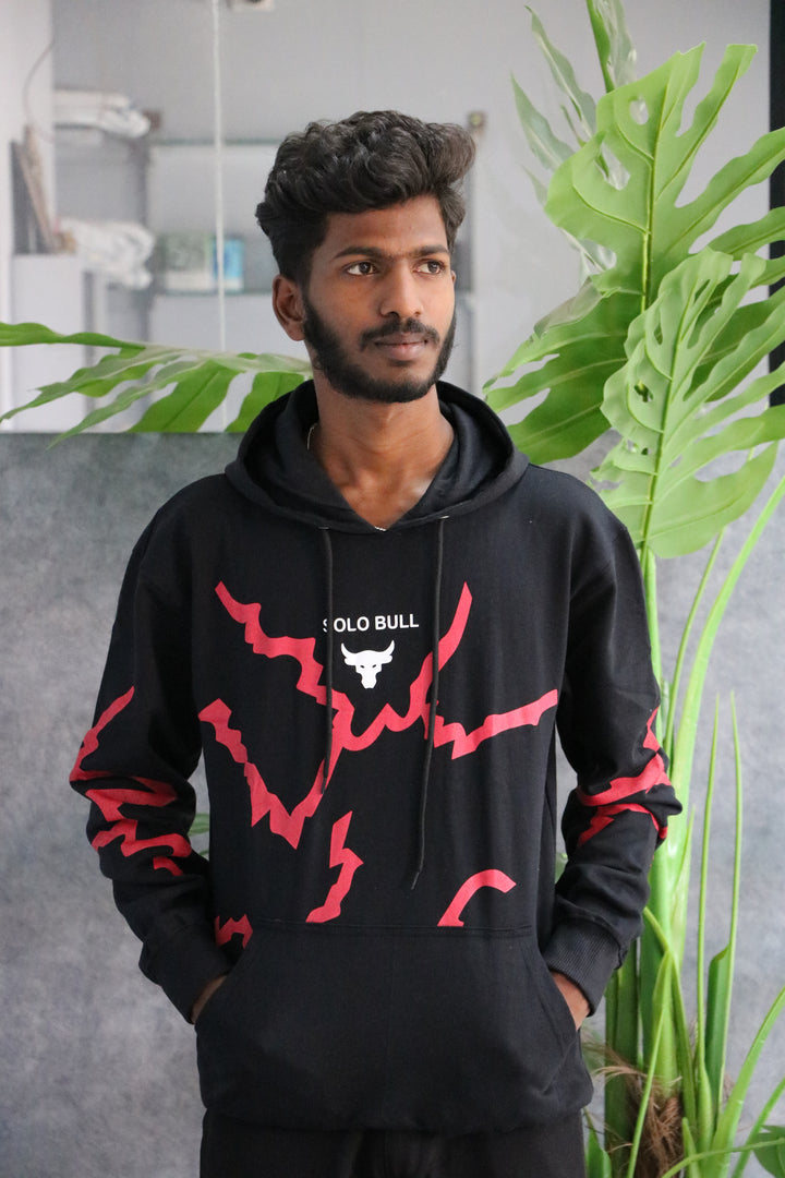 Solo Bull Full Sleeve Graphic Hoodie for Men – Black