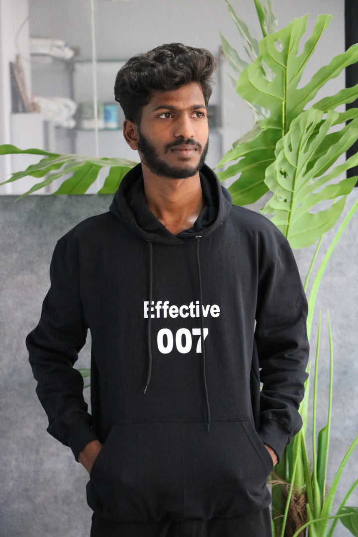 Effective 007 Full Sleeve Graphic Hoodie for Men – Black