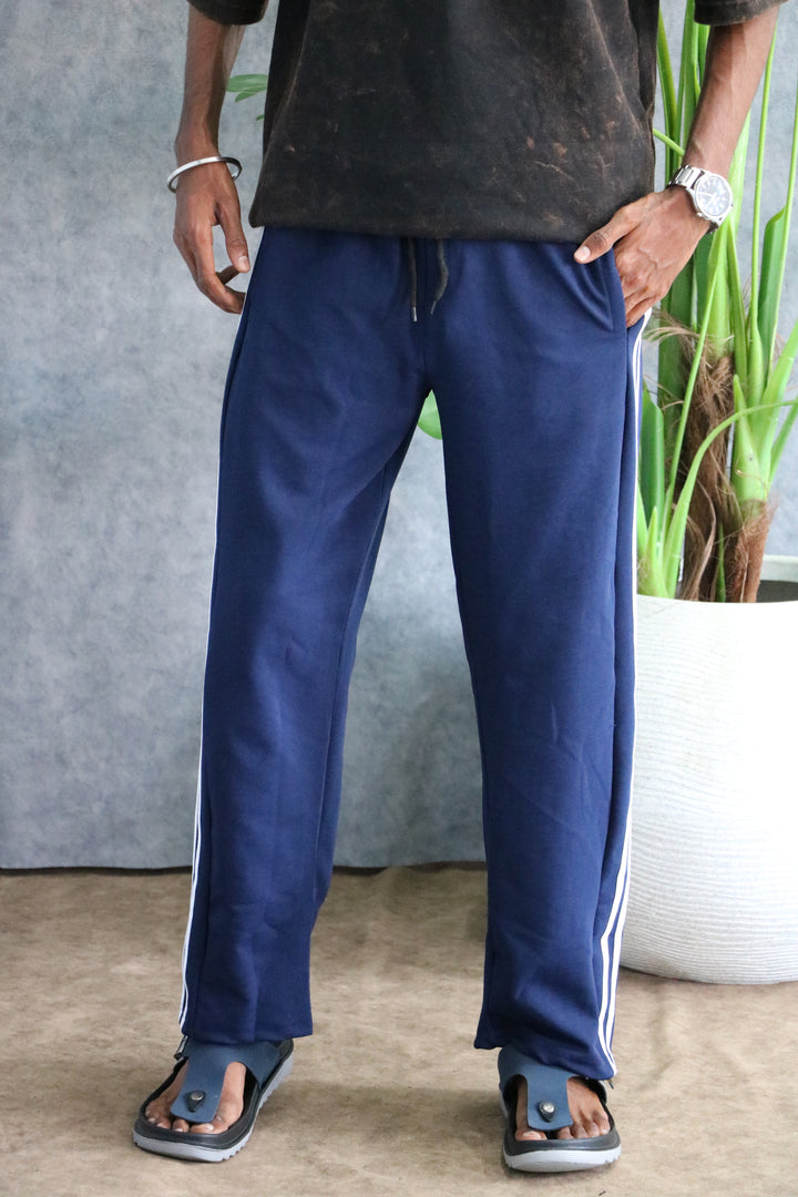 Men's Two Striped Baggy Track Pant | Casual & Sportswear - Royal Blue