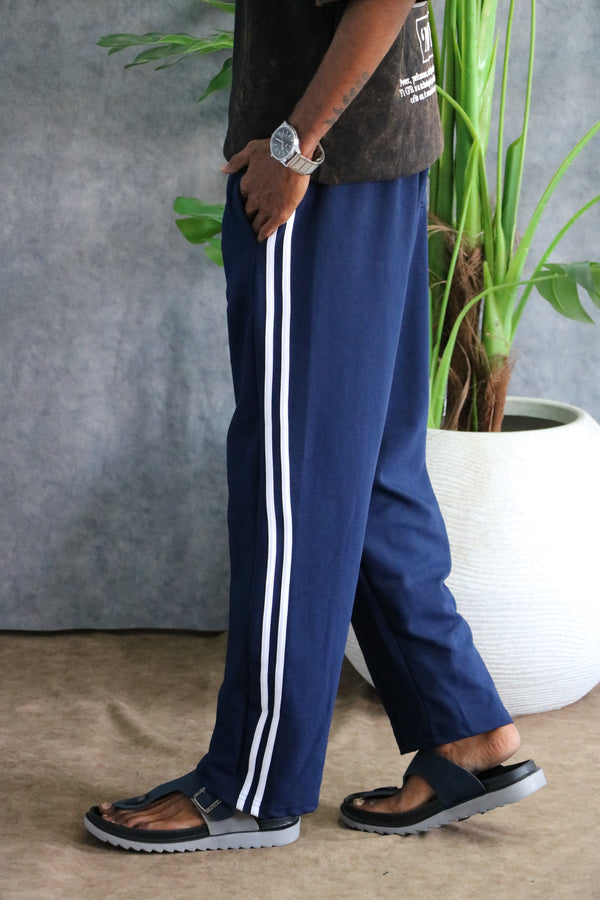 Men's Two Striped Baggy Track Pant | Casual & Sportswear - Royal Blue