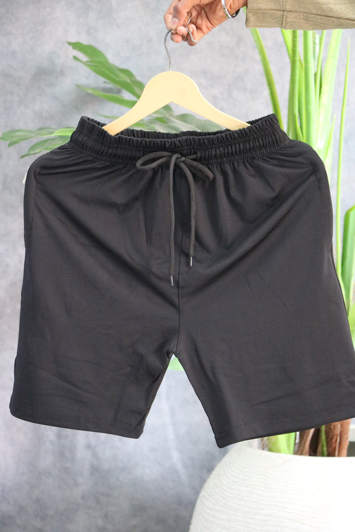 Men's 4-Way Stretch Athletic Shorts | Drawstring Activewear - Black