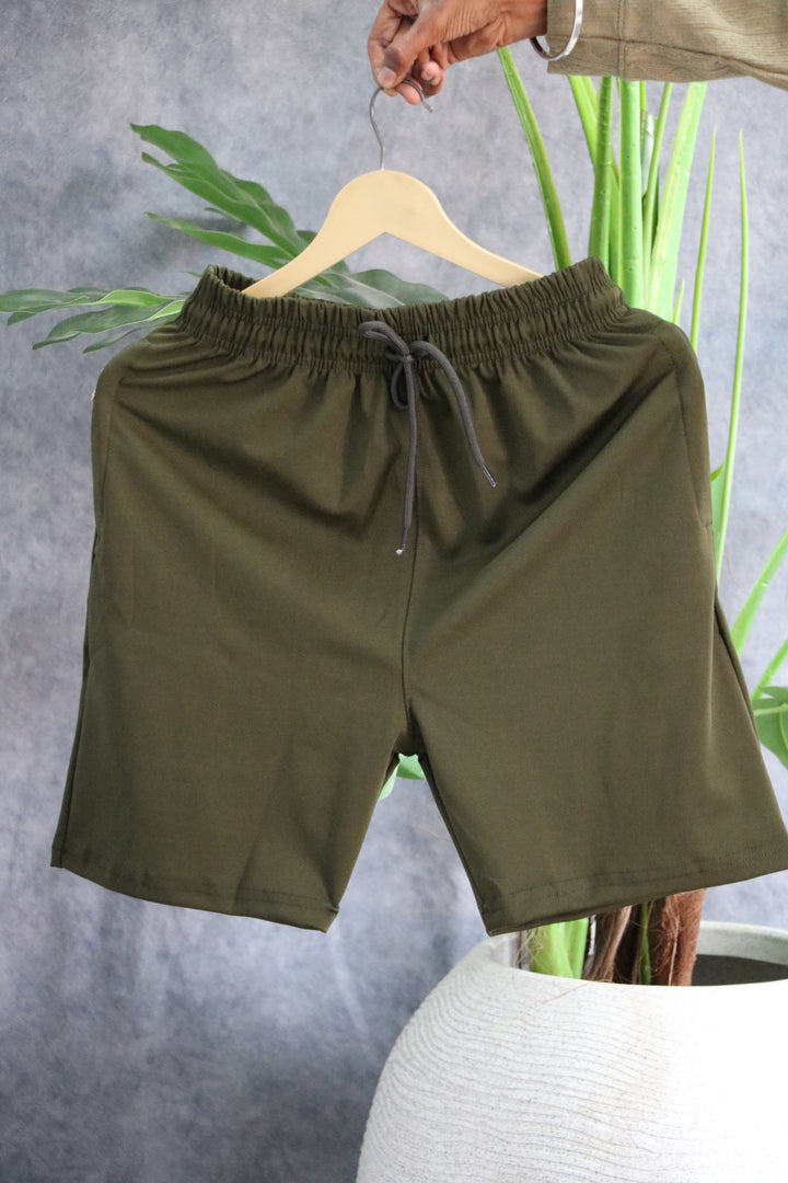 Men's 4-Way Stretch Athletic Shorts | Drawstring Activewear - Mahendhi Green