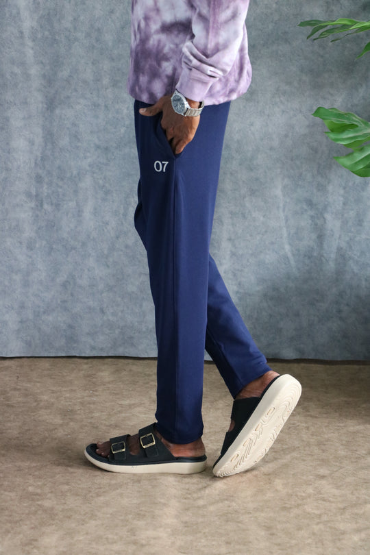 ATTRACTIVE MEN'S GRAPE TRACK PANT- NAVY BLUE – alternate view – 7MAN India