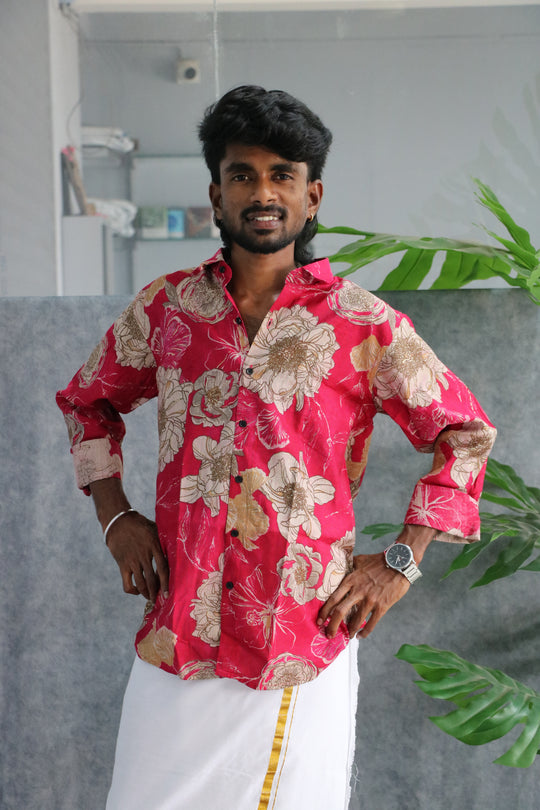 Men's Full Sleeve Floral Printed Casual Shirt - Magenta – 7MAN Men's Fashion India