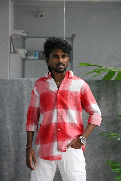 Men’s Premium | Checked Shirt Casual Wear Full Sleeve Shirt – Pink