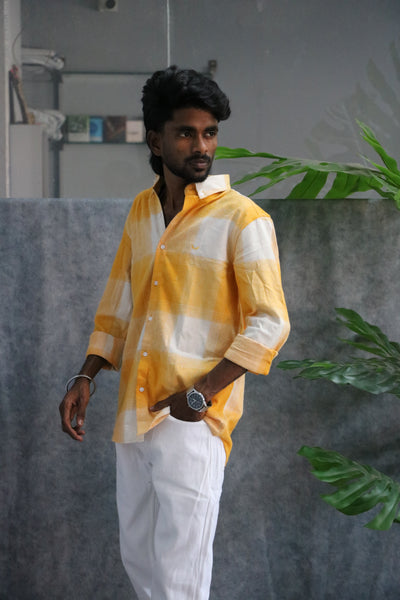 Men’s Premium | Checked Shirt Casual Wear Full Sleeve Shirt – Yellow