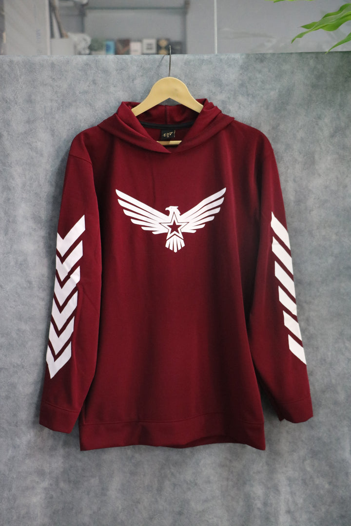 Men's Full Sleeve Graphic Hoodie | Eagle Print - Maroon