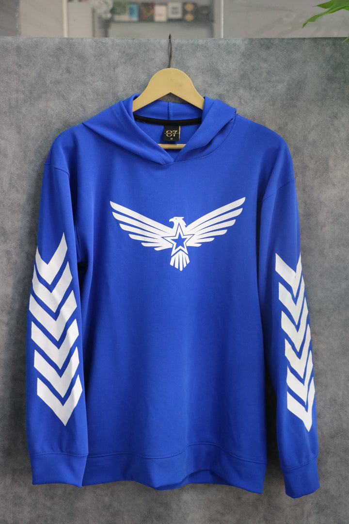 Men's Full Sleeve Graphic Hoodie | Eagle Print - INDIAN BLUE