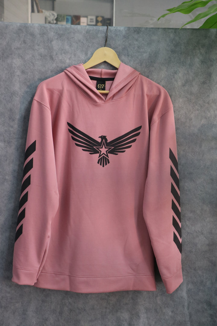 Men's Full Sleeve Graphic Hoodie | Eagle Print - Dusty Pink