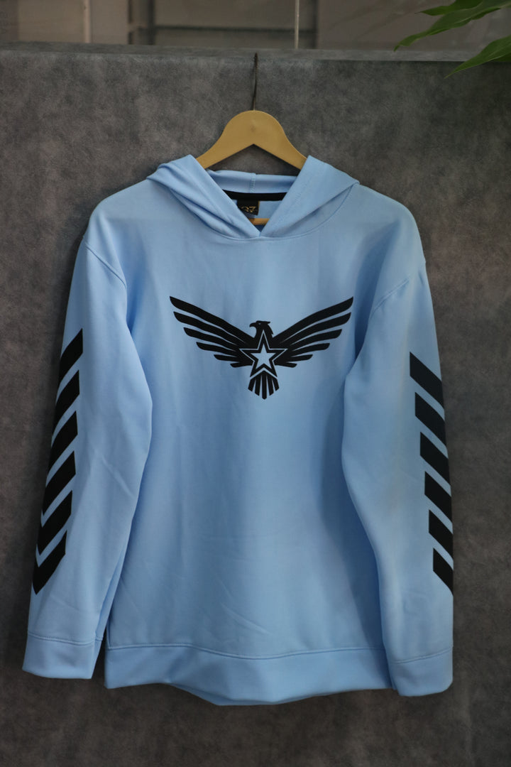 Men's Full Sleeve Graphic Hoodie | Eagle Print - ICE BLUE