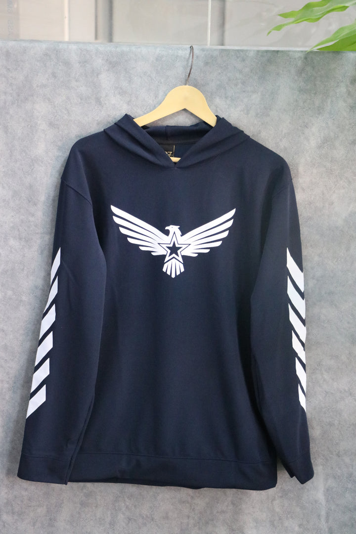 Men's Full Sleeve Graphic Hoodie | Eagle Print - Navy Blue