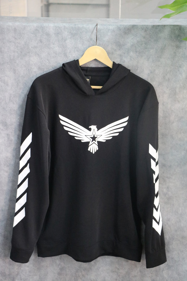 Men's Full Sleeve Graphic Hoodie | Eagle Print - Black