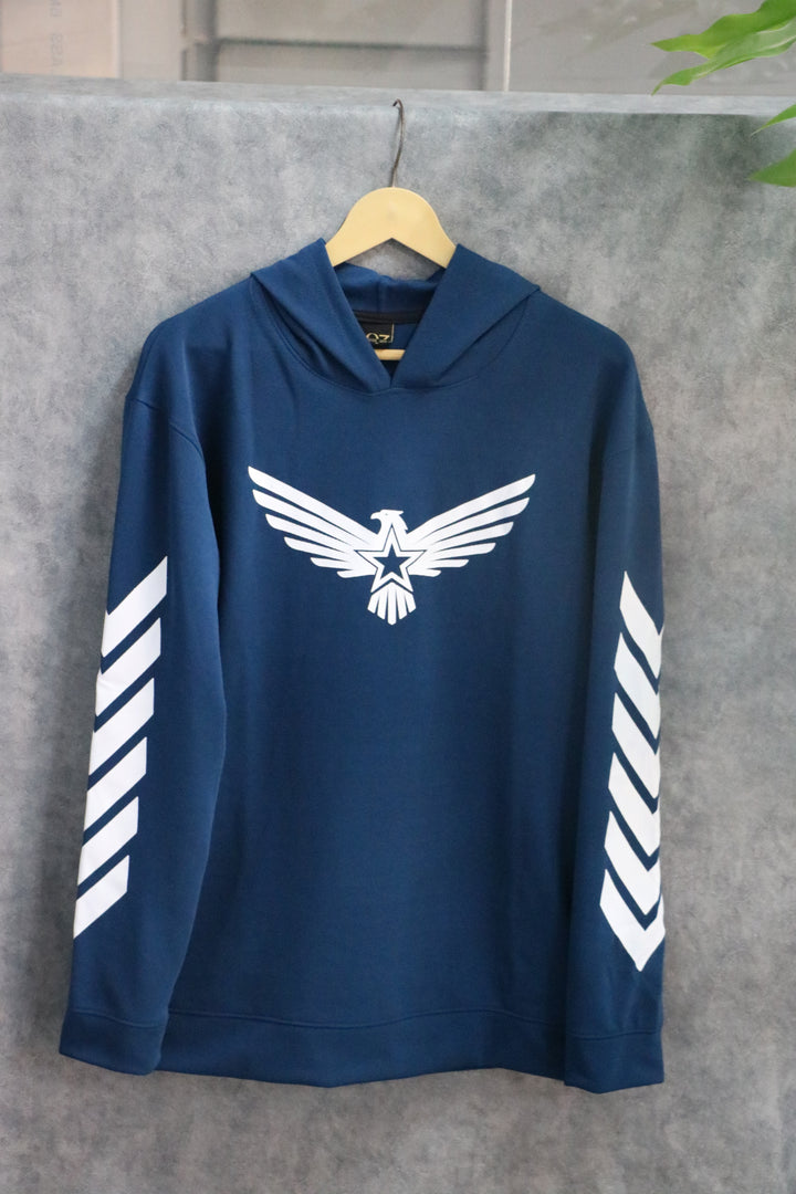 Men's Full Sleeve Graphic Hoodie | Eagle Print - PETROL BLUE