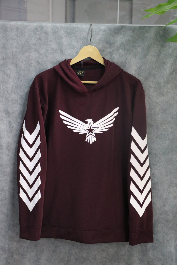 Men's Full Sleeve Graphic Hoodie | Eagle Print - GRAPE SHADE