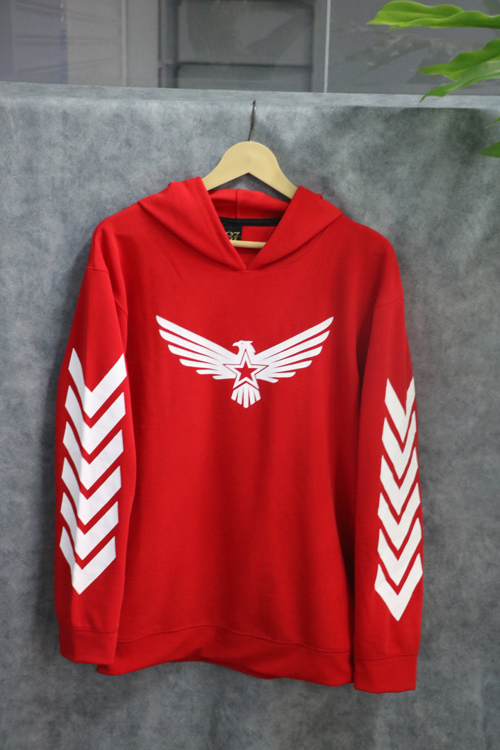 Men's Full Sleeve Graphic Hoodie | Eagle Print - Red