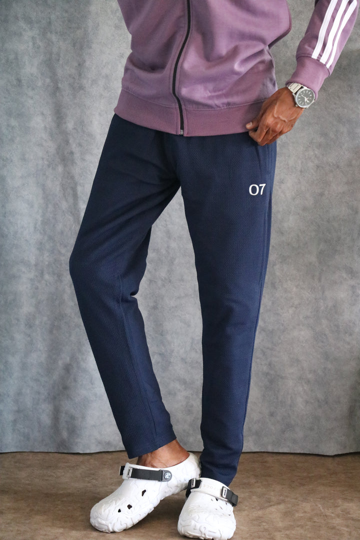 ATTRACTIVE MEN'S POPCORN TRACK PANT-NAVY BLUE