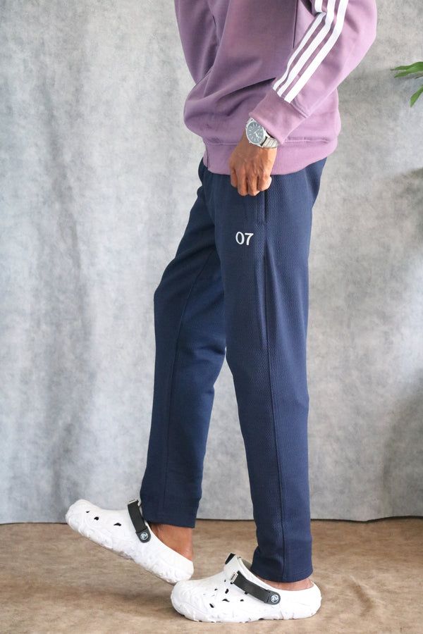 ATTRACTIVE MEN'S POPCORN TRACK PANT-NAVY BLUE