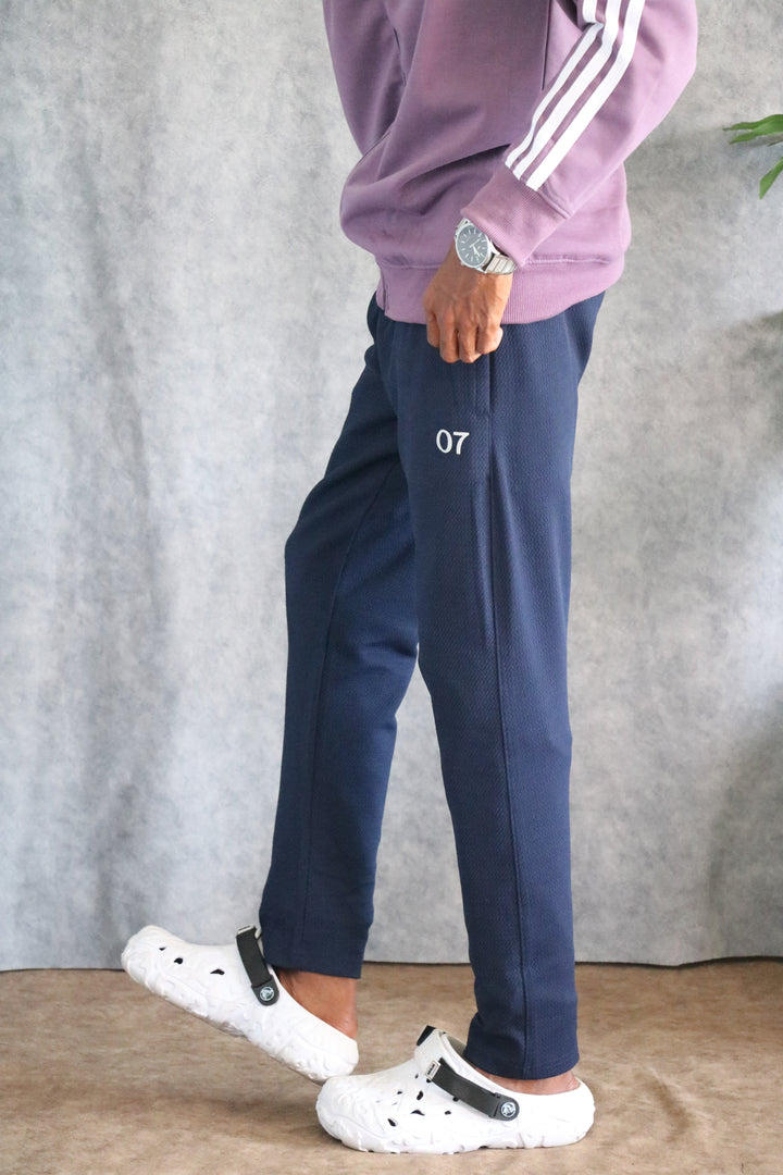 ATTRACTIVE MEN'S POPCORN TRACK PANT-NAVY BLUE