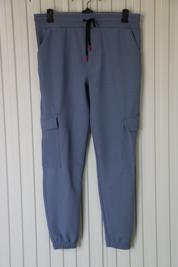 ATTRACTIVE MEN'S POPCORN CARGO TRACK PANT- DARK ASH