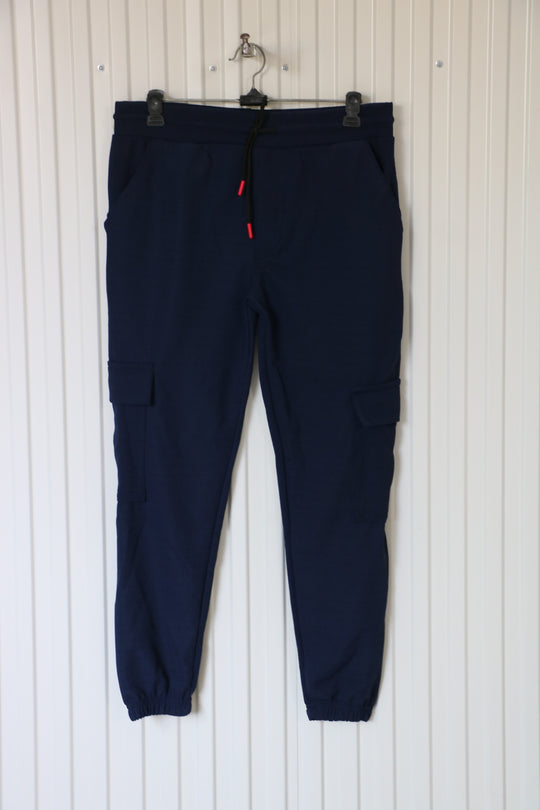 ATTRACTIVE MEN'S POPCORN CARGO TRACK PANT- NAVY BLUE – alternate view – 7MAN India