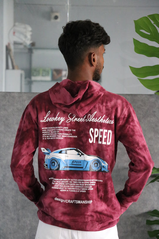 Men's Full Sleeve Streetwear Tie-Dye Speed Graphic Hoodie - Wine – 7MAN Men's Fashion India