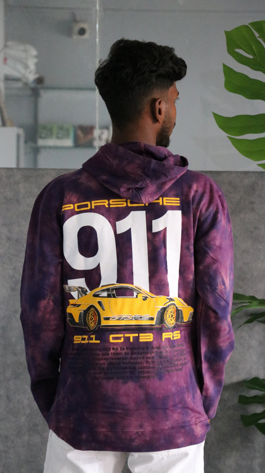 Men's Full Sleeve Streetwear Tie-Dye Porsche 911 GT3 RS Hoodie - Purple – 7MAN Men's Fashion India