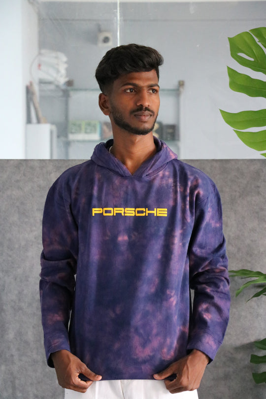 Men's Full Sleeve Streetwear Tie-Dye Porsche 911 GT3 RS Hoodie - Deep Purple – alternate view – 7MAN India