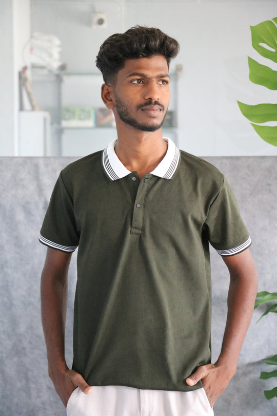Men's Collar Striped Press Button Half Sleeve Polo T-shirt -MHD – 7MAN Men's Fashion India