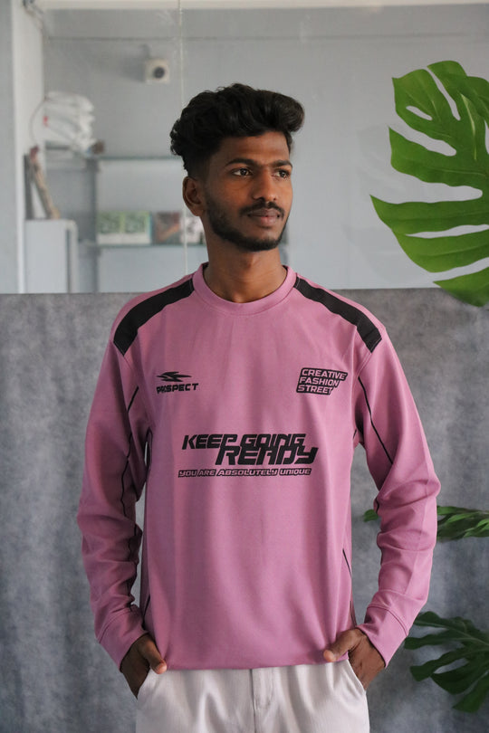 Men's Full Sleeve Streetwear Graphic KEEP GOING READY T-Shirt - pink – 7MAN Men's Fashion India