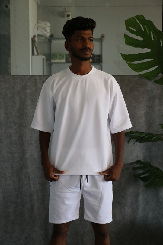 Men's Textured Oversized T-Shirt & Shorts Co-ord Set - White – 7MAN Men's Fashion India