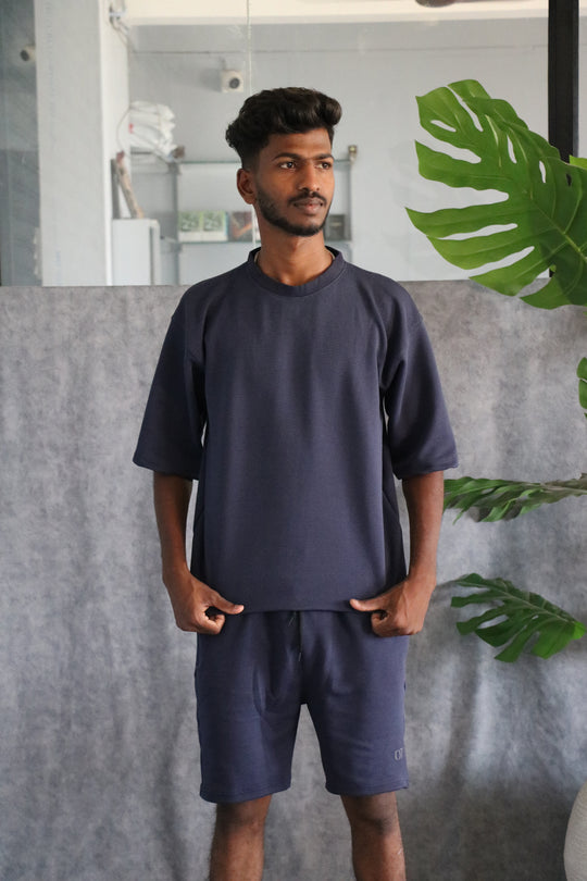 Men's Textured Oversized T-Shirt & Shorts Co-ord Set - Grey – 7MAN Men's Fashion India