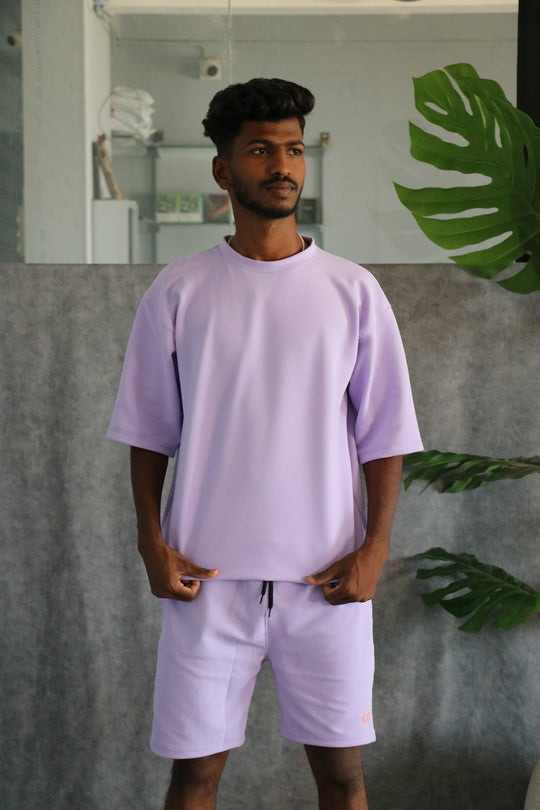 Men's Textured Oversized T-Shirt & Shorts Co-ord Set - Purple – 7MAN Men's Fashion India
