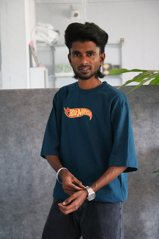 Men's Streetwear Hot Wheels Print T-Shirt - Teal Blue – 7MAN Men's Fashion India