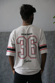 Men's Oversized DREAM MAKER Print T-Shirt -Ash