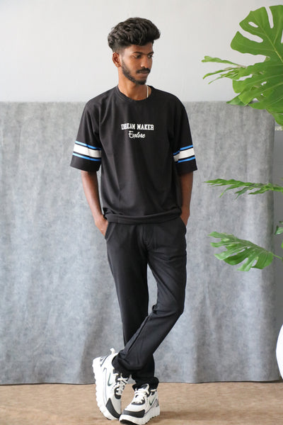 Men's Oversized DREAM MAKER Print T-Shirt - Black