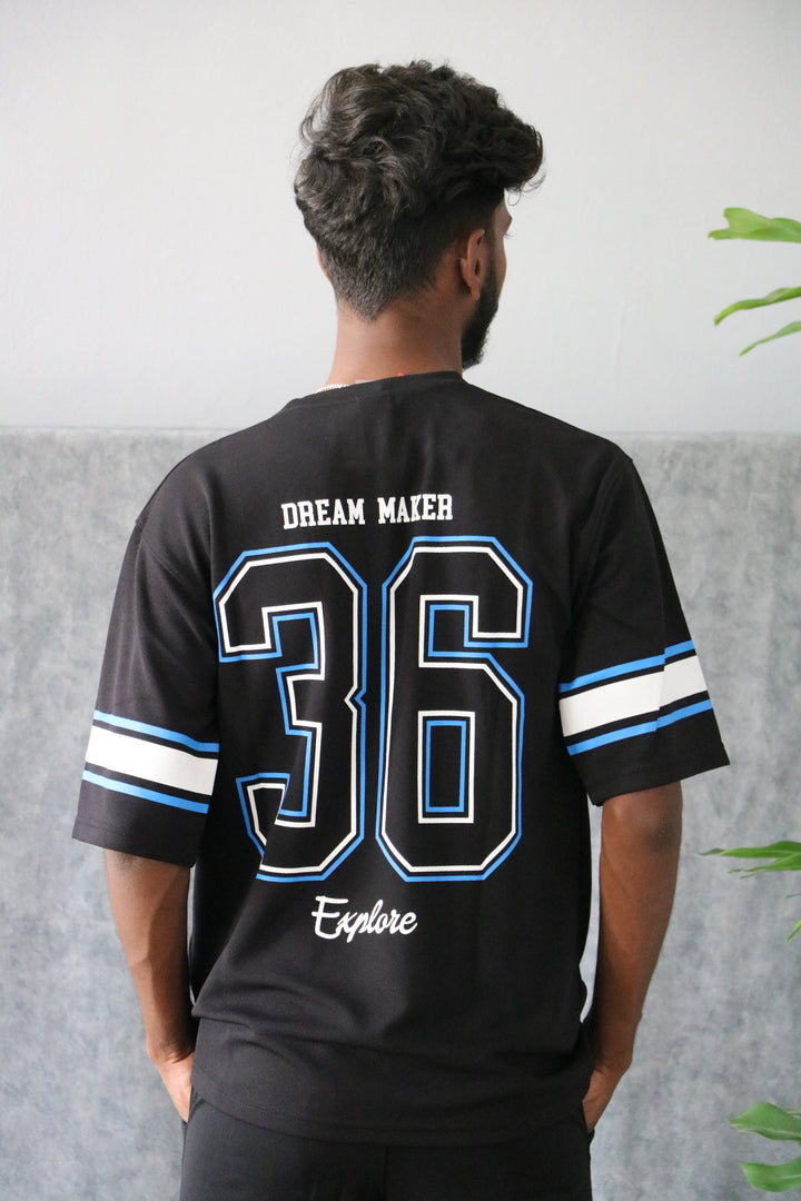 Men's Oversized DREAM MAKER Print T-Shirt - Black